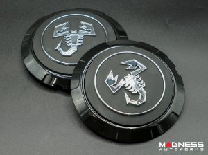 FIAT 500 Wheel Center Cap Set - set of 4 - Black - Scorpion Design